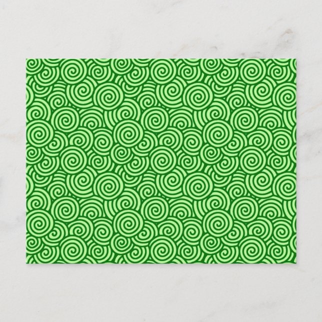 Japanese swirl pattern - pine and lime green postcard (Front)