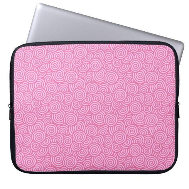 Japanese swirl pattern - soft peppermint pink laptop sleeve (Front)