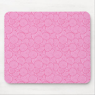 Japanese swirl pattern - soft peppermint pink mouse pad