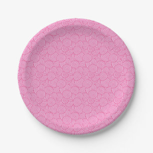 Japanese swirl pattern - soft peppermint pink paper plate