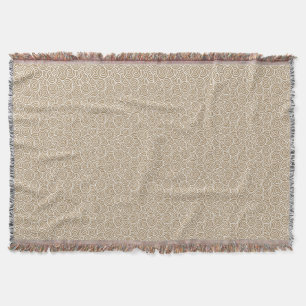 Japanese swirl pattern - taupe tan and white throw blanket