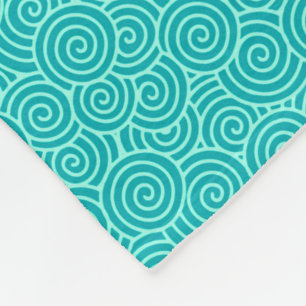 Japanese swirl pattern - turquoise and aqua fleece blanket