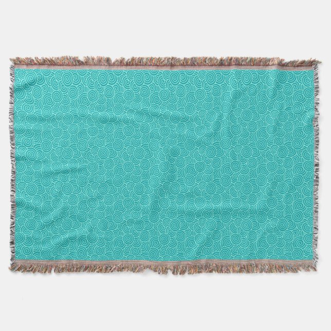 Japanese swirl pattern - turquoise and aqua throw blanket (Front)
