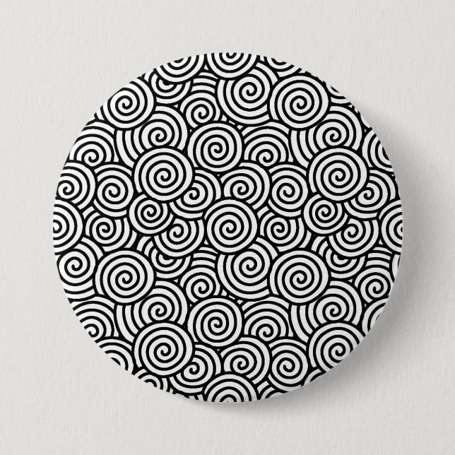 Japanese swirl pattern - white and black 7.5 cm round badge (Front)