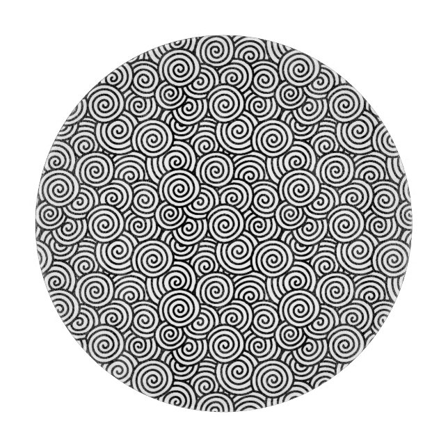 Japanese swirl pattern - white and black cutting board (Front)