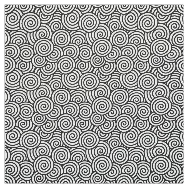 Japanese swirl pattern - white and black fabric (Swatch)