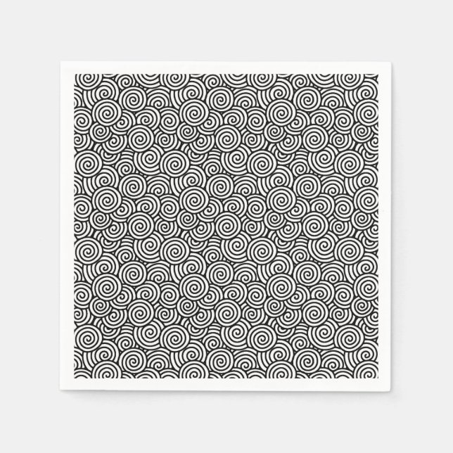 Japanese swirl pattern - white and black napkin (Front)