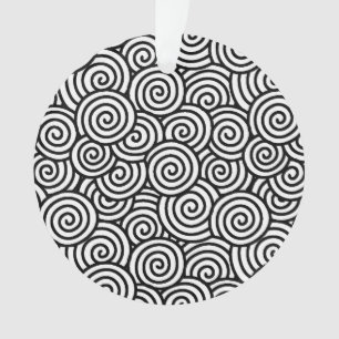 Japanese swirl pattern - white and black ornament