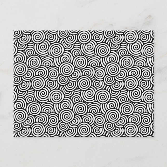 Japanese swirl pattern - white and black postcard (Front)