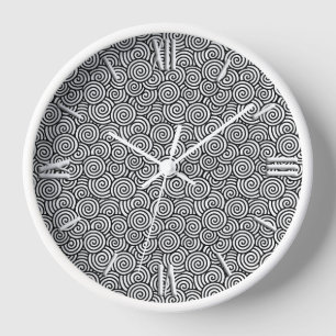 Japanese swirl pattern - white and black wall clock