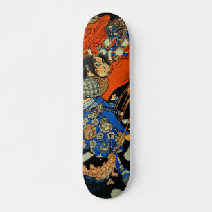 Japanese swordsman fighting monster skateboard
