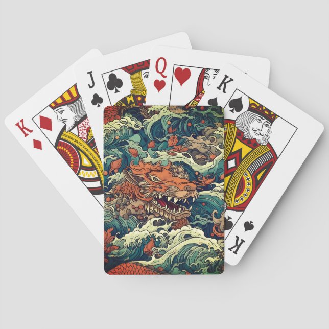 Japanese Tattoo Art 8 Drawstring Bag Playing Cards (Back)