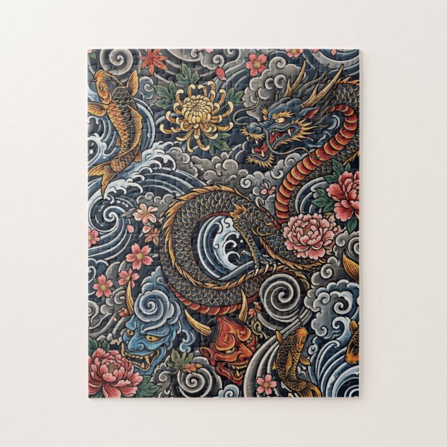 Japanese tattoo art jigsaw puzzle (Vertical)