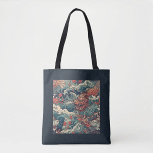 Japanese Tattoo Art Sea Dragons Tote Bag