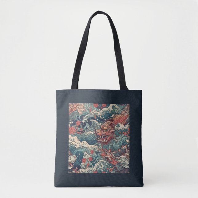 Japanese Tattoo Art Sea Dragons Tote Bag (Front)