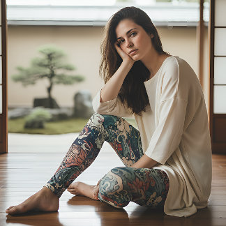 Japanese Tattoo Art Twin Dragons Leggings