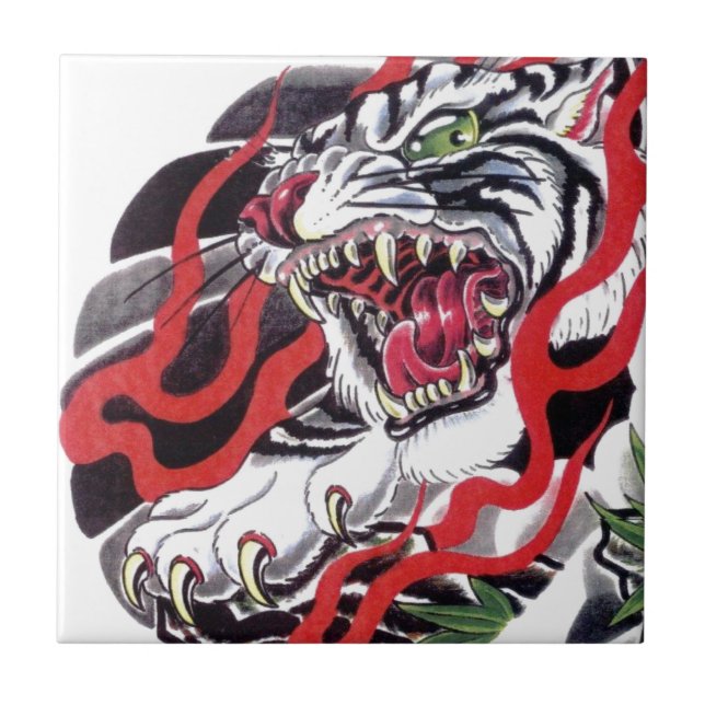 Japanese Tattoo Design- White Tiger Tile (Front)