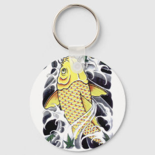 Japanese Tattoo Koi Fish Design Key Ring