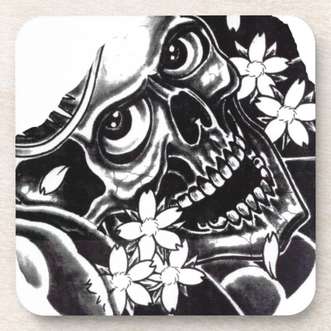 Japanese tattoo skull coaster (Front)
