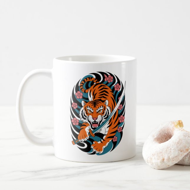 Japanese Tattoo Tiger Mug (With Donut)