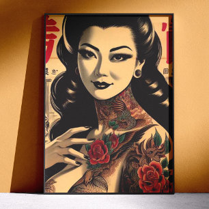 Japanese Tattooed Pin-up Poster