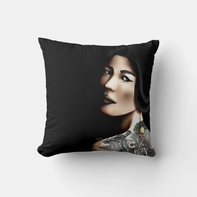 Japanese tattooed woman cushion (Front)