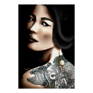 Japanese tattooed woman poster