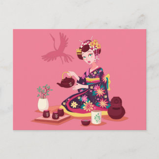 Japanese Tea Ceremony, Crane Postcard