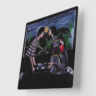 Japanese Tea Ceremony Painting by Alfred Fox Square Wall Clock