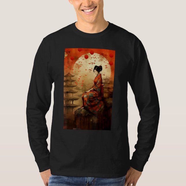Japanese Temple Geisha Spirituality T-Shirt (Front)