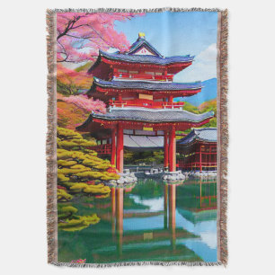 Japanese Temple Throw Blanket