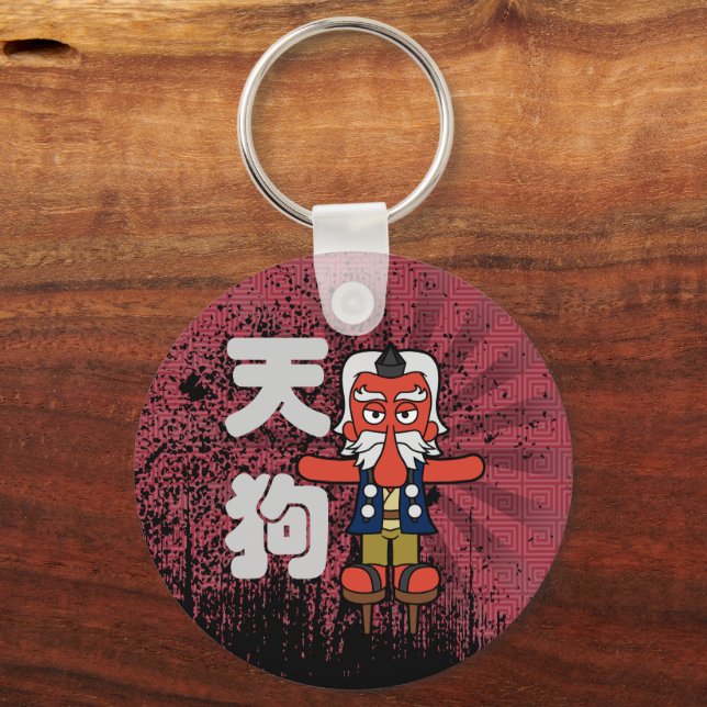 Japanese Tengu Warrior Yokai Keychain (Front)