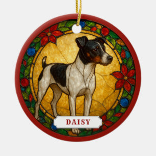 Japanese Terrier Dog Ceramic Circle Ornament