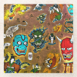 Japanese Theme Glass Coaster