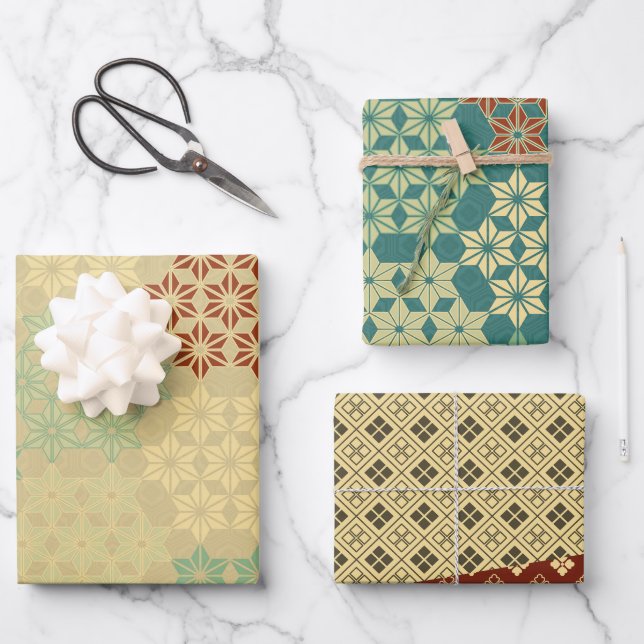 Japanese Theme Mix Pattern Wrapping Paper Sheet (Front)