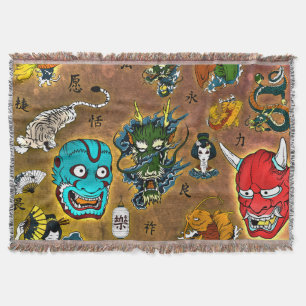 Japanese Theme Throw Blanket