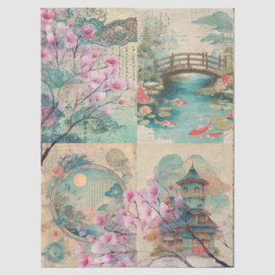 Japanese Themed Collage Decoupage Crafting  Tissue Paper