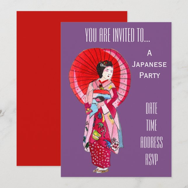Japanese themed Japan party Invitation (Front/Back)