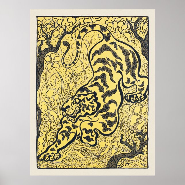 Japanese Tiger Jungle Vintage Art Print (Front)