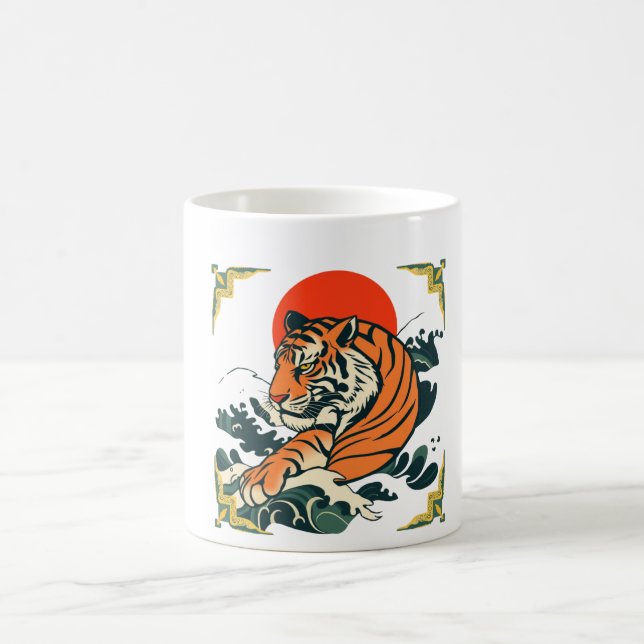 Japanese Tiger Mug | Ukiyo-e inspired Samurai Art (Center)