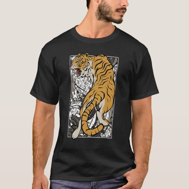 Japanese Tiger Samurai Warrior Animal Fighting Asi T-Shirt (Front)