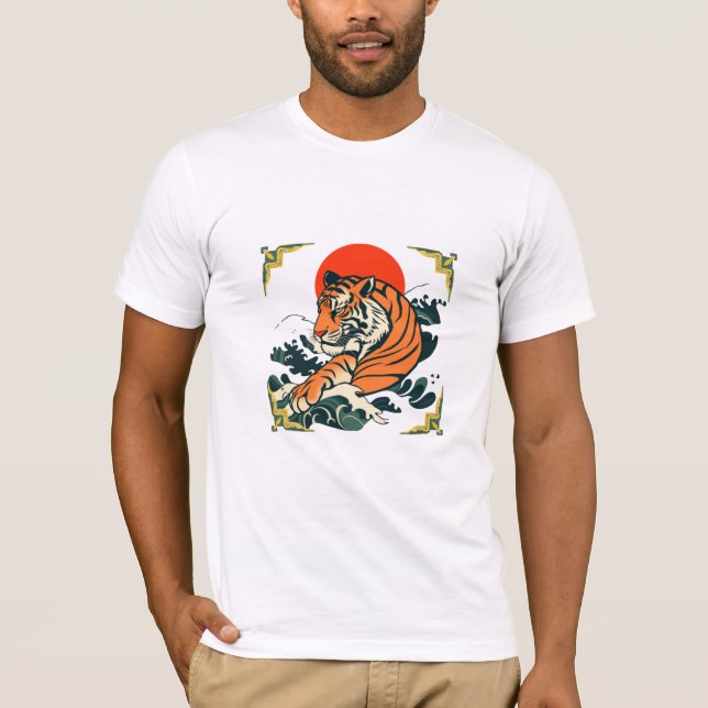Japanese Tiger T-Shirt | Ukiyo-e Samurai Art (Front)