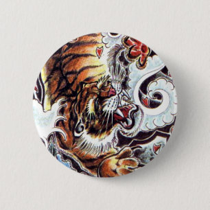 Japanese Tiger Tattoo 6 Cm Round Badge