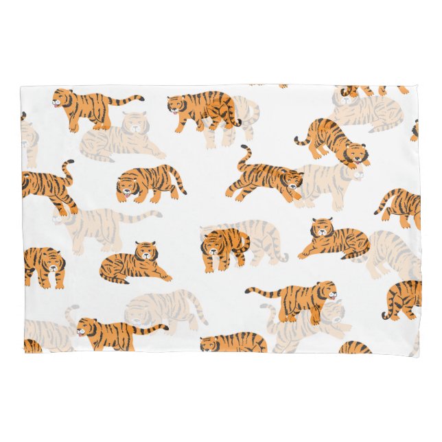 Japanese Tiger: Vintage Doodle Seamless Pillowcase (Front)