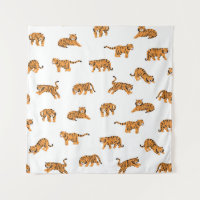 Japanese Tiger: Vintage Doodle Seamless