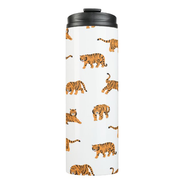 Japanese Tiger: Vintage Doodle Seamless Thermal Tumbler (Front)