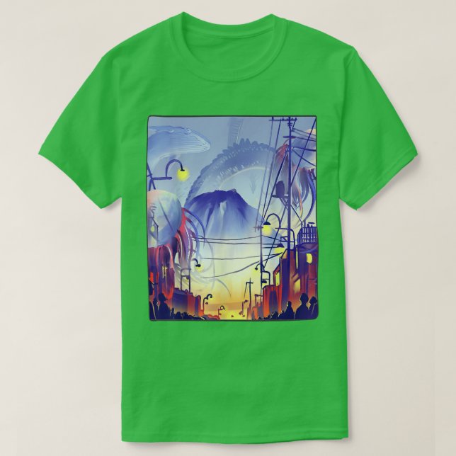Japanese Tokyo Night Anime Fantasy Asian City Japa T-Shirt (Design Front)