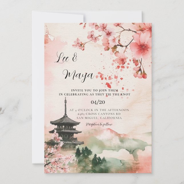 Japanese Traditional Landscape Wedding Invitation (Front)