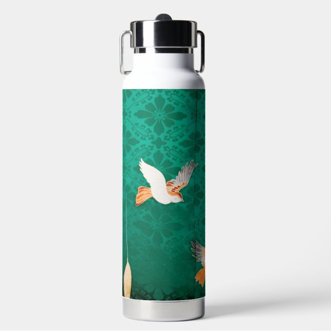 Japanese Traditional Pattern & Little Bird Water Bottle (Front)