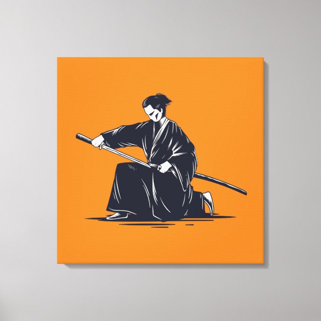 Japanese traditional Samurai painting Canvas Print (Front)